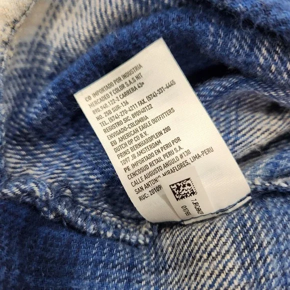 American Eagle Women XS Blue Plaid Ahh-Mazingly Soft Boyfriend Fit Flannel Shirt - Picture 9 of 11